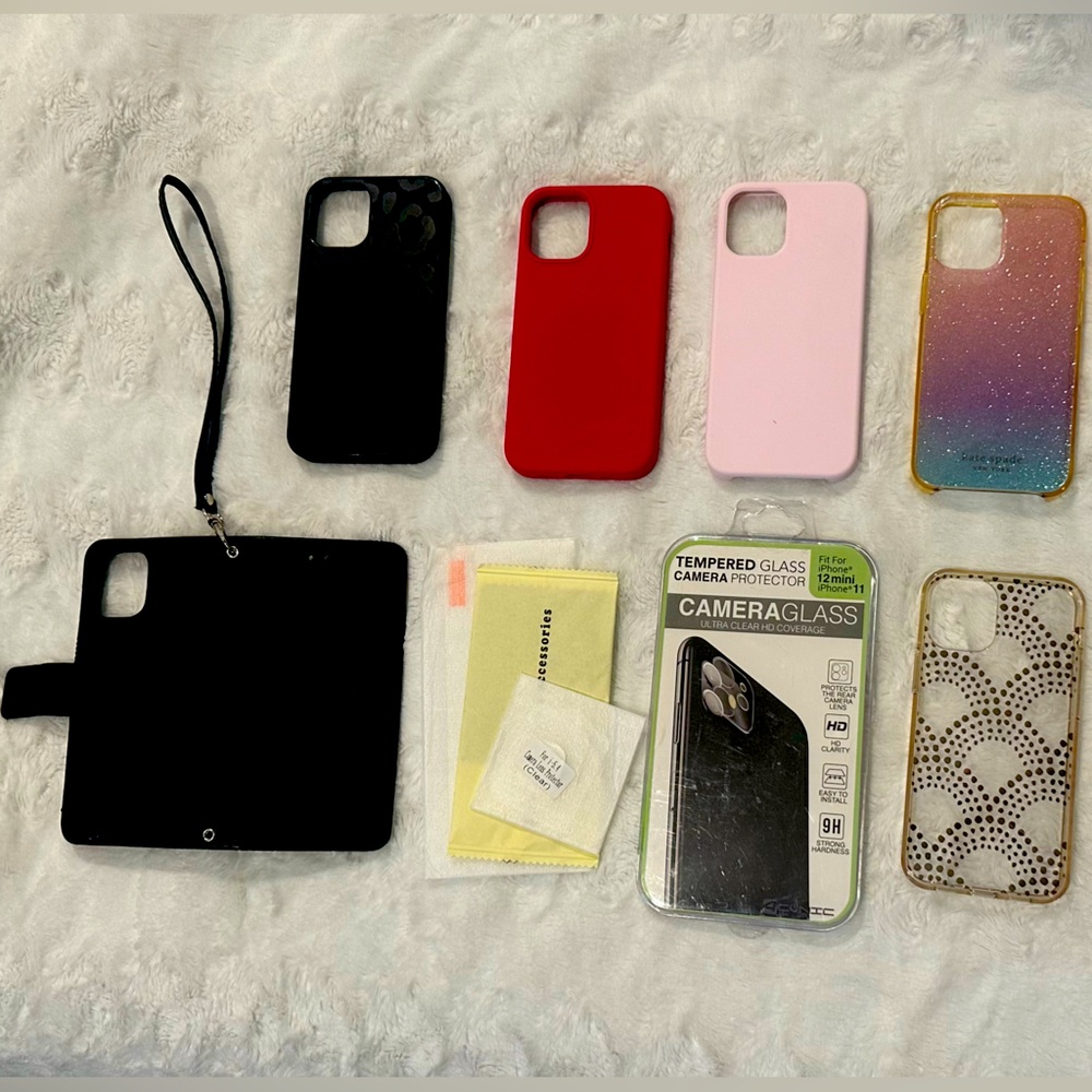 Bundle of iPhone 12 Mini Phone Accessories. Multiple Colors